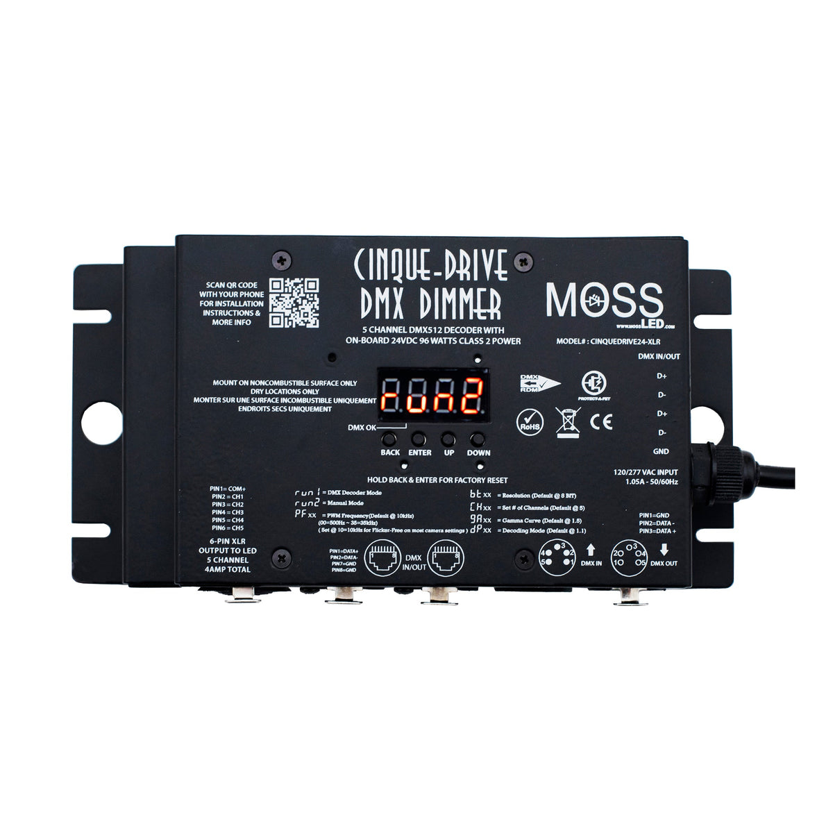 CinqueDrive-LED DMX Dimmer - 24VDC 96W Class 2 — Moss LED