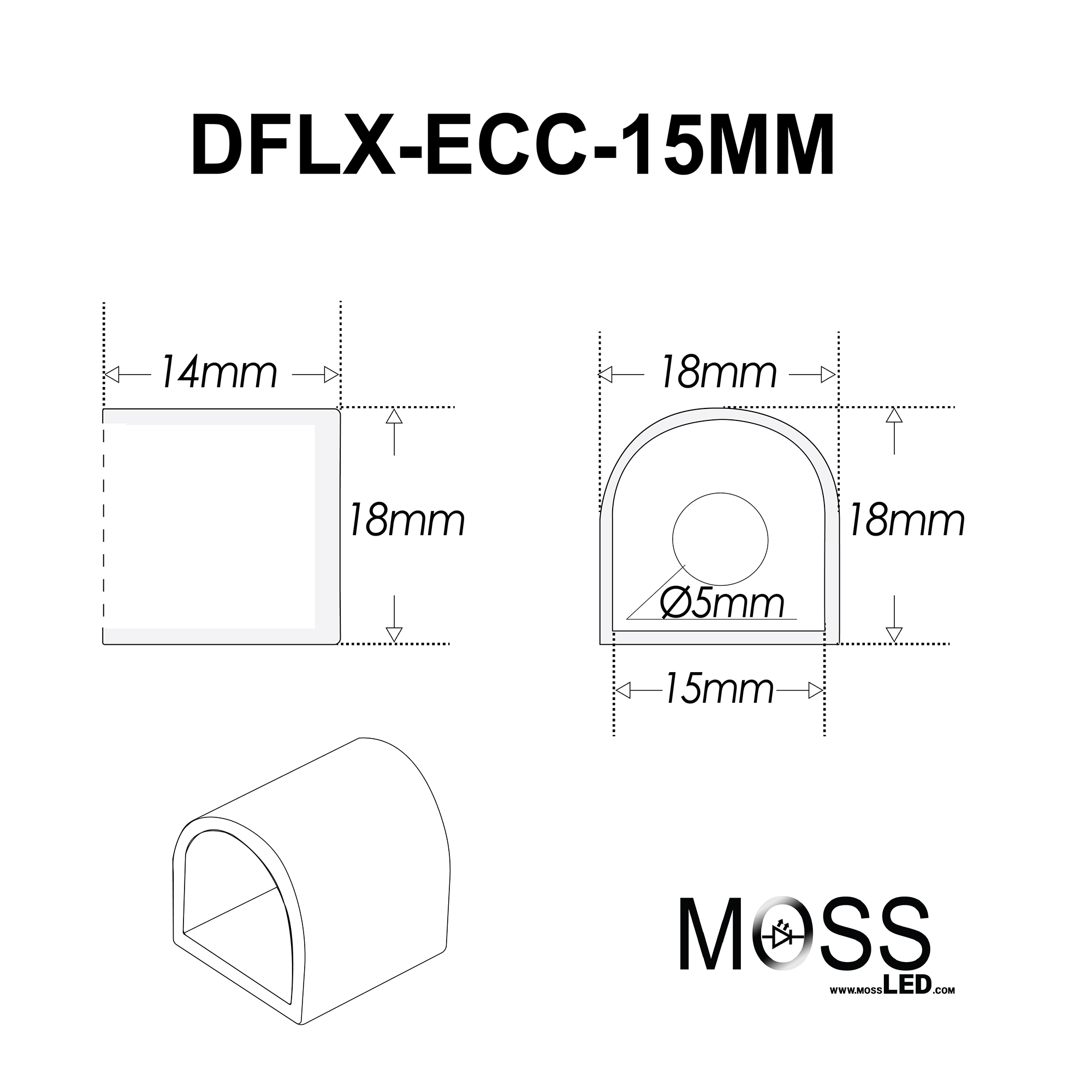 DiffuseFLEX™ LED End Caps - RGB+RGBW LED Only