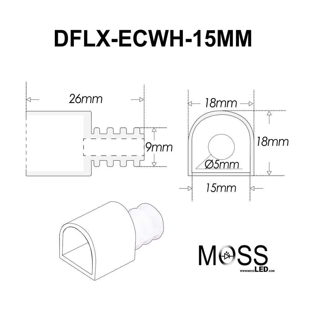 DiffuseFLEX™ LED End Caps - RGB+RGBW LED Only
