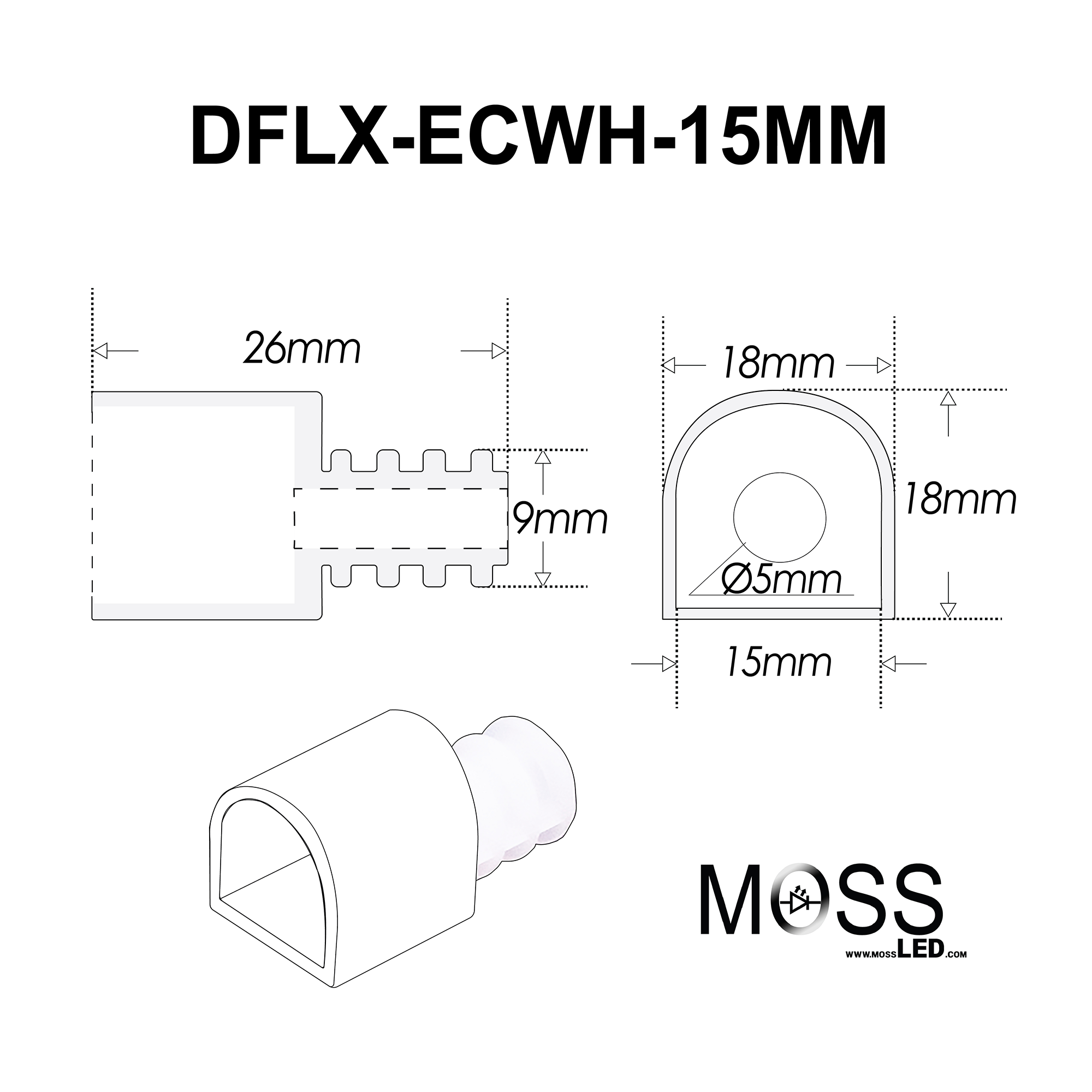 DiffuseFlex LED End Caps - RGB+RGBW LED Only