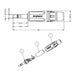 Amphenol 3.5mm field installable plug technical drawing with dimensions and exploded assembly view showing internal components