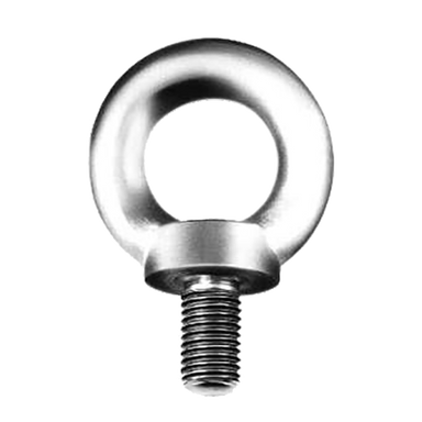 Astera AX1 EyeBolt stainless steel rigging hardware accessory showing polished metal eye ring with threaded bolt for hanging and suspending Astera LED tube lights from truss and ceiling mounts on transparent background