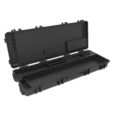 Astera AX1 PixelTube Charging Case open black hard case with wheels foam inserts and charging box compartment on transparent background
