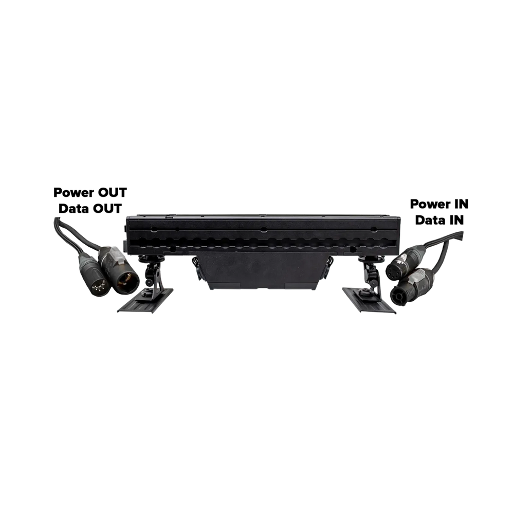 Astera AX2 PixelBar 50cm back view showing power and data connectors on both endcaps on transparent background