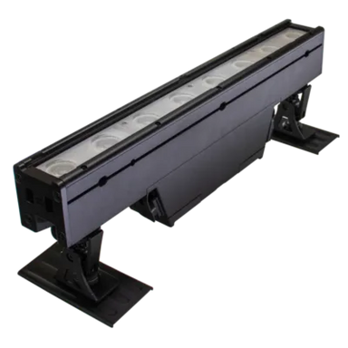 Astera AX2 PixelBar 50cm wireless LED bar fixture top angle view showing LED array and mounting brackets on transparent background