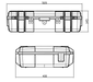 Astera AX3 LightDrop Charging Case technical line drawing showing eight slot layout top and side views with dimensions on transparent background