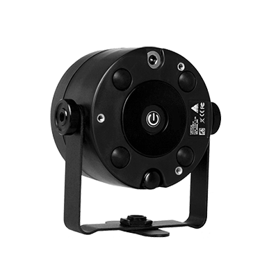 Astera AX3 Lightdrop rear view showing power button mounting screws and certification labels