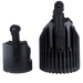 Astera AX5 TriplePAR rear back view showing heat sink fins aluminum housing multiple fixtures grouped together battery powered LED PAR