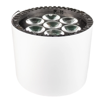 Astera AX9 flex cover white wrapped on fixture with LED lenses visible from top view on transparent background