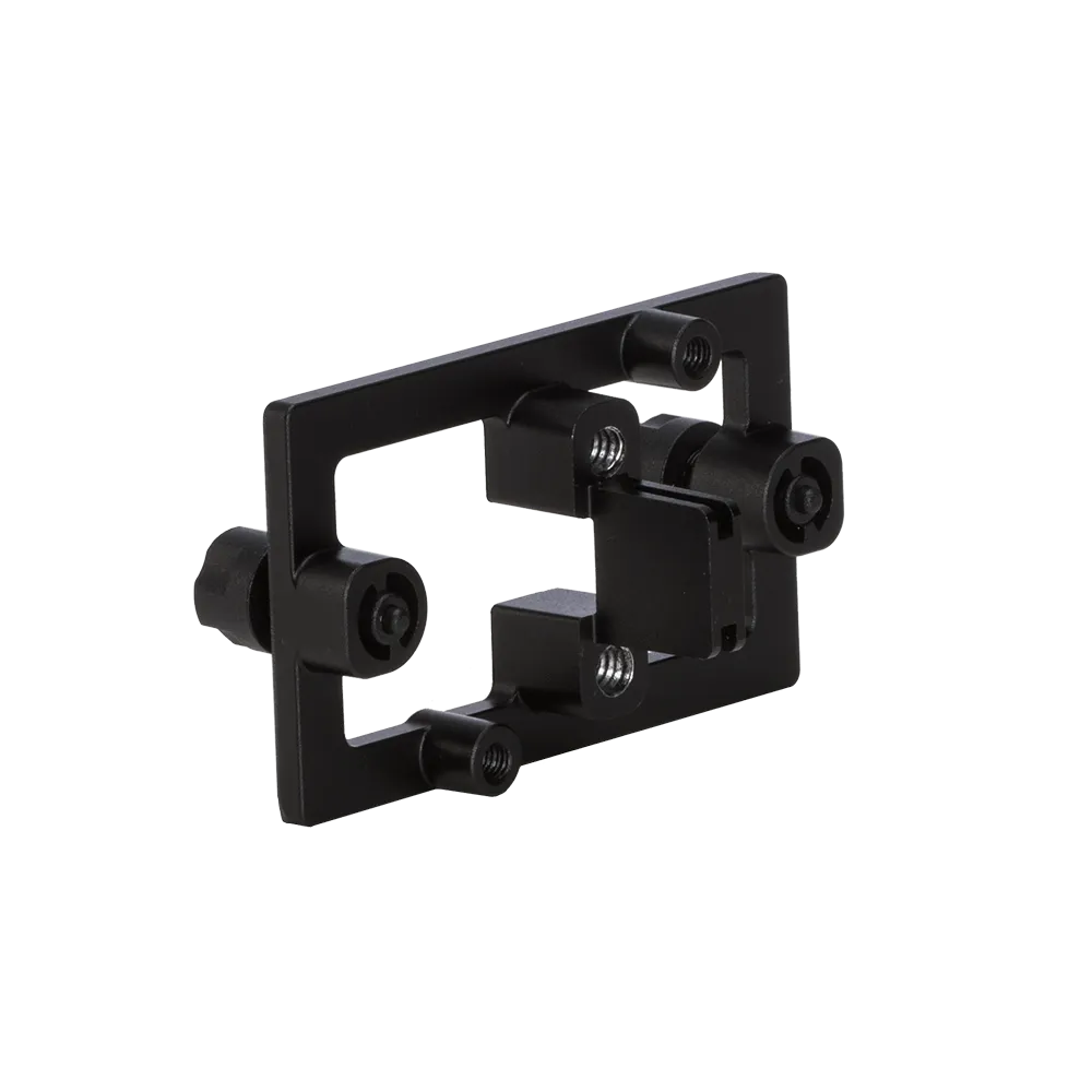 Astera ConnectorPlate for HydraPanel black aluminum mounting threads cold shoe connectors angle view transparent background