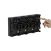 Astera ConnectorPlate for HydraPanel two panels combined rear view hand demonstrating LCD displays controls transparent background