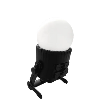 Astera Diffuser Dome 15cm mounted on AX5 TriplePAR white frosted sphere on black LED fixture on transparent background