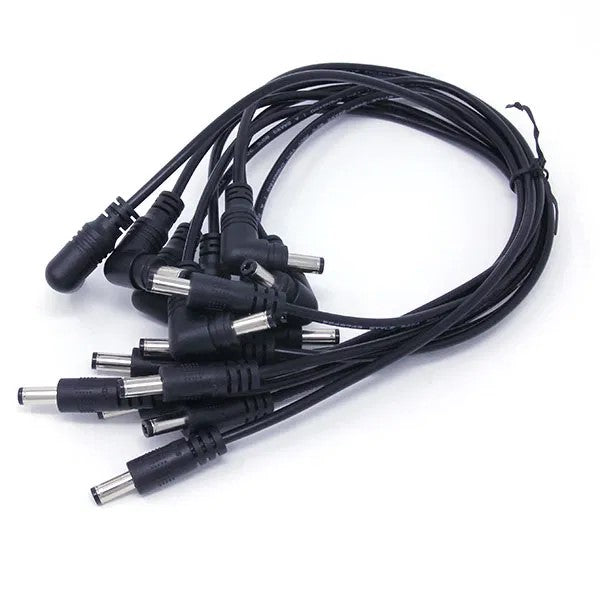 Astera FP1 Original Charging Data Cables 8-pack for Titan Tube PowerBox black DC barrel connectors male-to-male 14.6 inch cables bundled white background