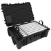 Astera Helios Tubes FP2 set of 8 wireless LED tube lights in black protective charging case open view showing all 8 tubes with foam padding