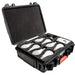 Astera NYX Bulb set of 8 in open charging case with power station, USB cables, and foam insert
