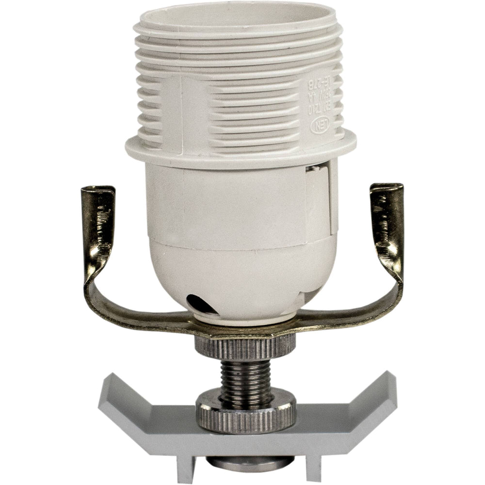 Astera NYX Bulb socket E27 white non-powered socket with single-stud fitting and spring clip base for PowerStation LED bulb connection on white background