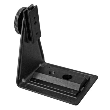 Astera PB15 PixelBrick BrickBracket L-shaped adjustable tilt mounting bracket accessory black metal with knurled locking knob and base plate for positioning PixelBrick LED lights on white background