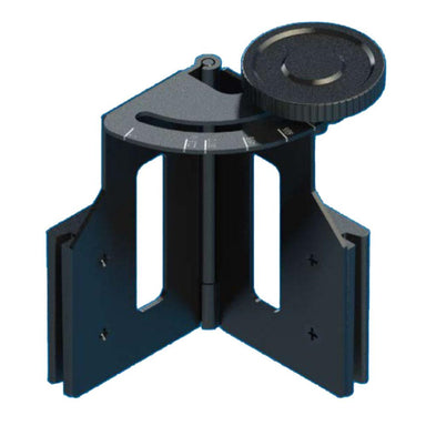 Astera PB15 PixelBrick Handle Insert BHI accessory dark metal tilt swivel mounting bracket with knurled adjustment knob degree markings and open frame base for handheld positioning of PixelBrick LED lights on white background