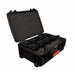 Astera PowerBox 15 complete set in open black hard carry case showing 15 PowerBox units loaded in custom foam insert with cables and accessories on white background