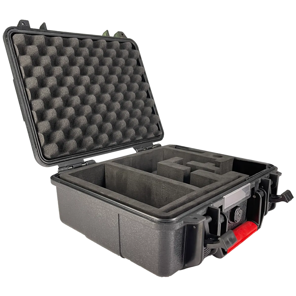 Astera Single unit case for HydraPanel open egg crate foam lid dividers red latch transparent background
