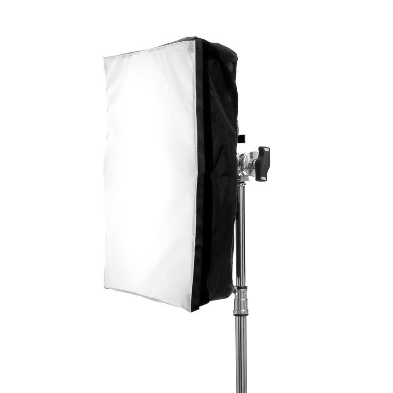 Astera SNAPBAG 3 tube softbox for Helios tubes mounted on light stand front view