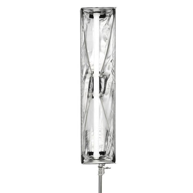 Astera SNAPBAG softbox for single AX1 and Titan tube front view on light stand showing narrow vertical profile with diffusion