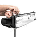 Astera SNAPBAG softbox being folded and collapsed by hand showing quick setup and teardown design on light stand