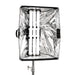 Astera softbox adapter bracket system with multiple Titan LED tube lights mounted inside silver reflective softbox on light stand for professional film and studio lighting on white background
