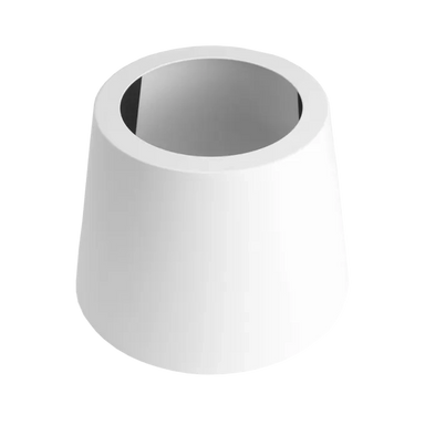 Astera Volcano Cover White for AX5 TriplePAR standalone white metal powder coated cover with hollow interior and circular opening on transparent background
