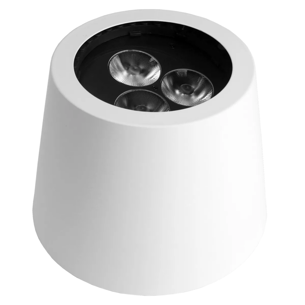 Astera Volcano Cover White for AX5 TriplePAR set of 8 white metal cover with three LED lenses visible top view on transparent background