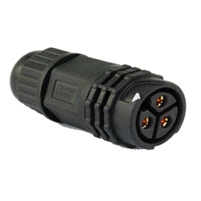 Chogori 3-pin female field installable plug connector black IP67 waterproof with gold socket contacts
