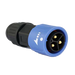 Chogori 3-pin field installable plug connector blue and black IP67 waterproof with gold pins front view