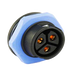 Chogori 3-pin panel mount flange connector blue with gold contacts IP67 waterproof front view