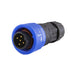 Chogori 5-pin field installable male plug close-up showing gold-plated pins and blue waterproof housing with IP67 rating