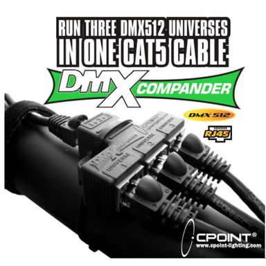 CPoint DMXCompander run three DMX512 universes in one CAT5 cable RJ45 connectors promotional image