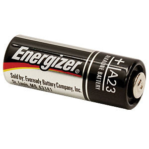Energizer A23 12V alkaline miniature battery for LED remote controls and wireless devices on white background