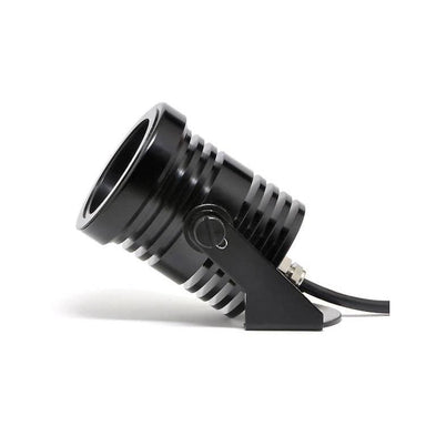 Gantom 7 LED spotlight rear side view showing heat sink fins cable connector and mounting bracket