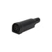 Kycon R7B series DC female field installable plug high current 4-pin connector black with cable strain relief front angled view