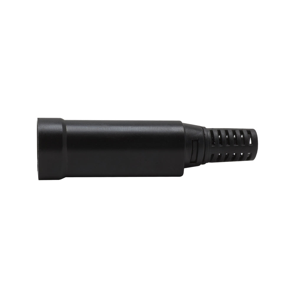 Kycon R7B series DC female field installable plug high current 4-pin connector side profile view showing barrel and cable strain relief