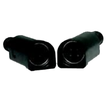 Kycon KPPX series mating panel mount receptacles for DC female field installable plug high current black 4-pin connectors pair