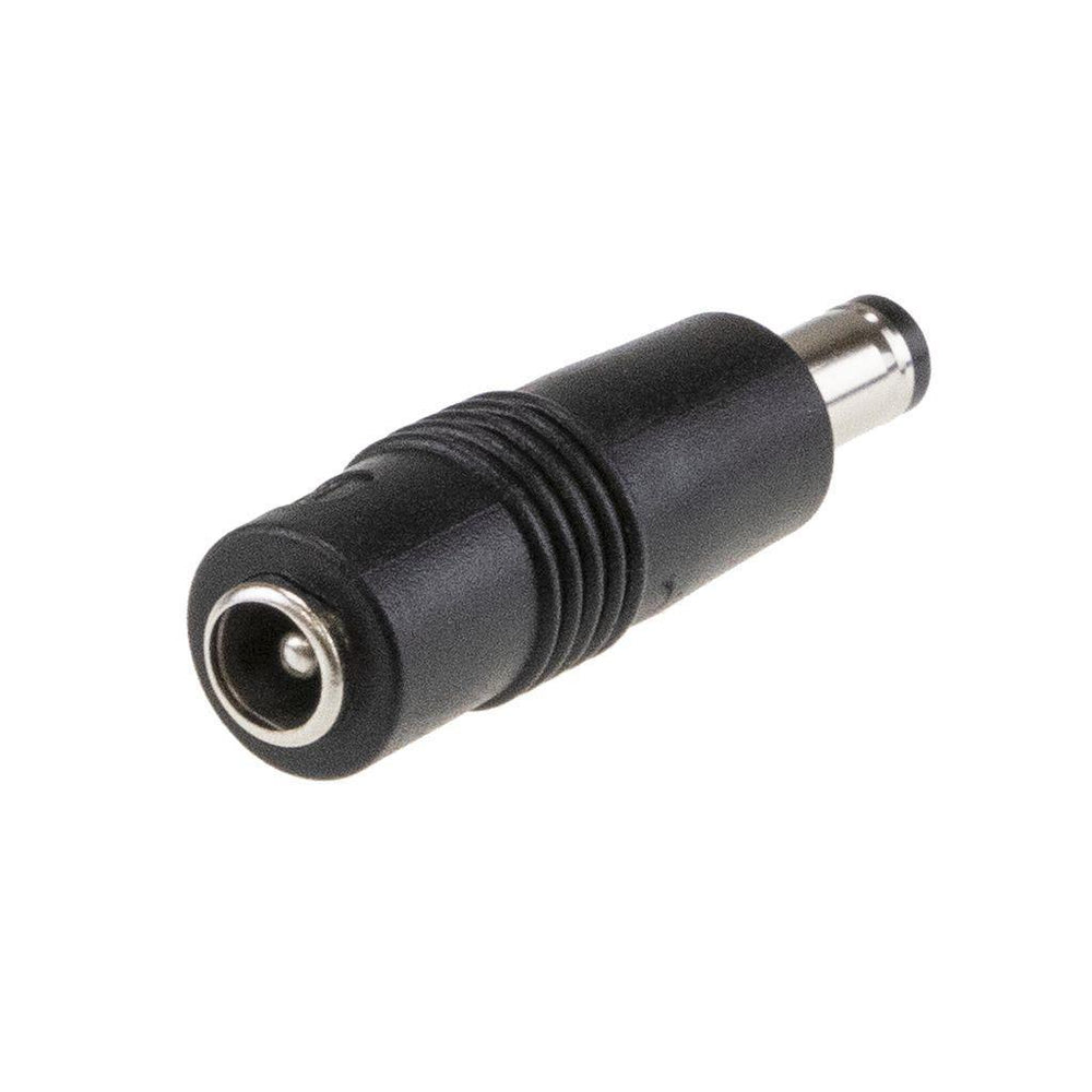 Kycon P1J to P1M DC barrel plug adaptor converting 2.1x5.5mm female to 2.5x5.5mm male DC barrel connector