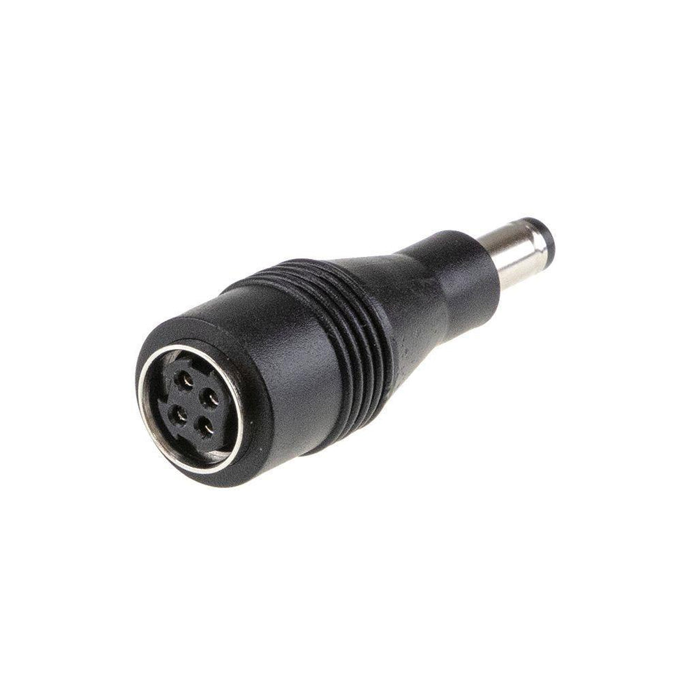 Kycon R7BF to P1M DC plug adaptor with 4-pin DIN locking female connector to 2.5x5.5mm DC barrel male plug