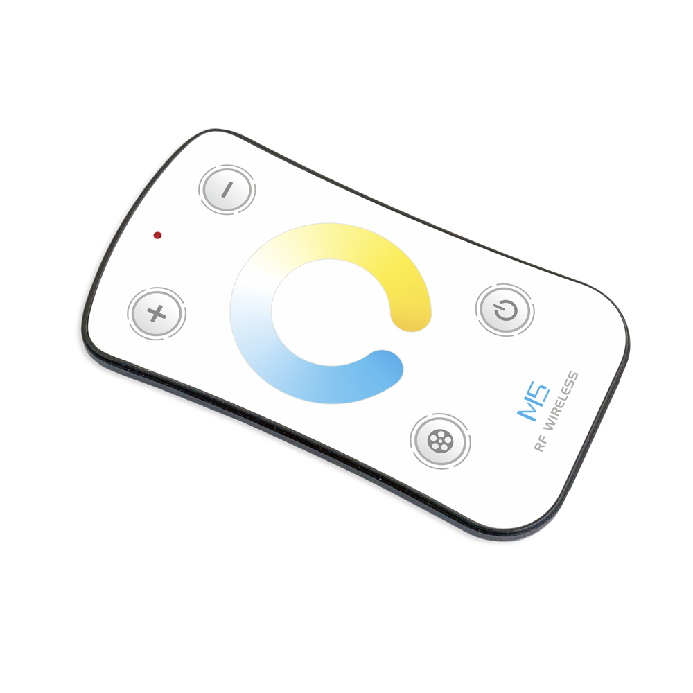 LTECH M5 CCT bi-color wireless RF remote controller white with color temperature wheel dimming and on off buttons for LED strip lighting
