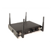 LumenRadio StarDust eight universe wireless DMX transmitter rear view with four antennas BNC connectors and DMX Ethernet ports on white background