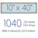 Moss Illumination MI Fixture 1040 specification graphic 10 x 40 inch size 232 watts 9.67 amps 2880 MossLED emitters