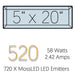 Moss Illumination MI Fixture 520 specification graphic 5 x 20 inch size 58 watts 2.42 amps 720 MossLED emitters