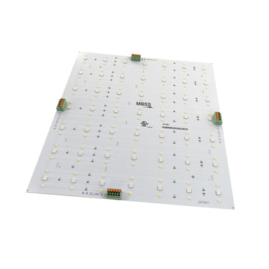 Moss LED 24V RGB White Panel 1x1 foot PCB angled view white background