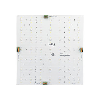 Moss LED 24V RGB White Panel 1x1 foot PCB front view white background