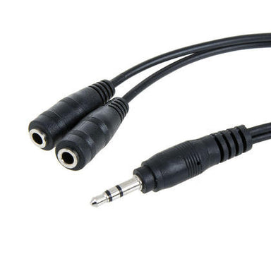 Moss LED 3.5mm stereo Y splitter cable closeup showing male and dual female connector detail for Gantom fixture DMX control