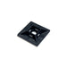 Moss LED adhesive cable tie mount black nylon self-adhesive square base with slot opening for zip ties on white background
